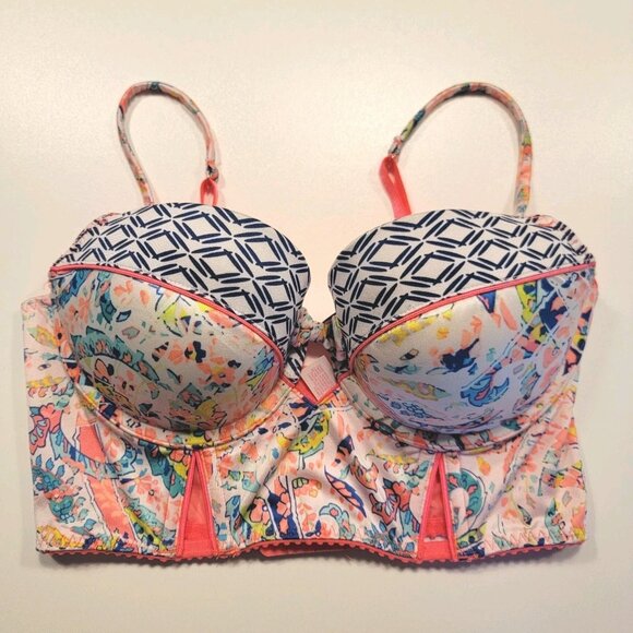Victoria's Secret Very Sexy Balconet Bra Bright Multicolor Padded Underwire 32D - Picture 1 of 5